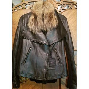Mackage Jora Leather Jacket With Detachable Fur Vest Size Large